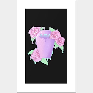Pastel Goth Rose Coffin Tattoo Flash Design Posters and Art